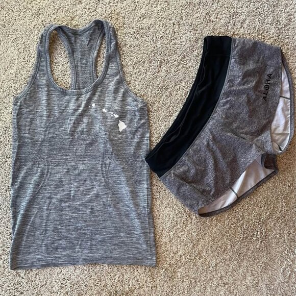 Lululemon 'Made With Aloha' Swiftly Tank, Speed Up shorts, size 6 - Picture 1 of 5